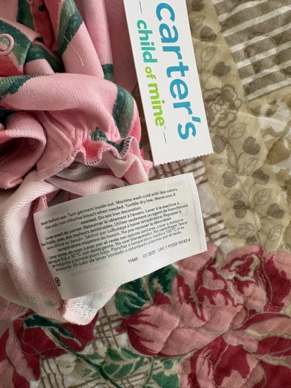 Carter's Child of Mine Baby Girl Watermelon Romper Size 0-3 Months